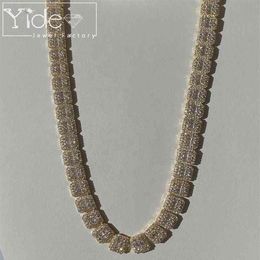 Mens baguette tennis chain necklace cuban chain bling diamond choker icy necklace 2022341T