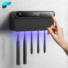 UV Toothbrush Holder Sanitizer Sterilizer Toothpaste Squeezer Dispenser LED Displayed Timming Disinfection Bathroom Accessories Se243t