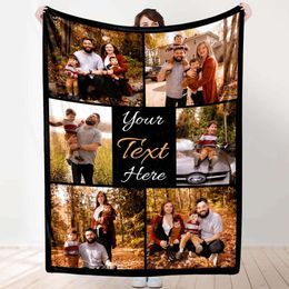 Custom Blanket Personalised Gifts Photo Text Made in USA Customised Blankets with Own Pictures Present Dad Mom Couple Friend for Christmas Birthday Surprise