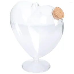 Storage Bottles Heart Glass Candy Jar Transparent Snack Dried Fruit Canister Household Jewellery Box