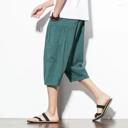 Men's Pants Men Cotton Harem Calf Length Summer Japanese Vintage Women Hip Hop Plus Size Wide Leg Trousers