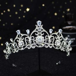 Light Blue Crystal Tiara Crown Princess Bridal Wedding Headband Hair Jewelry Accessories Fashion Headdress Pageant Prom Ornaments 297H