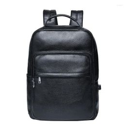 Backpack 2024 Genuine Leather Men Backpacks Fashion Real Natural Student Boy Large Computer Laptop Bag