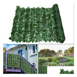 Decorative Flowers & Wreaths Artificial Leaf Garden Fence Sning Roll Uv Fade Protected Privacy Wall Landsca Ivy Panel Decorative Flowe Dhiad