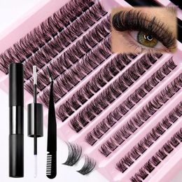 False Eyelashes Single Cluster Fake Eyelash Set Large Capacity Soft Fluffy Natural Segmented Glue Tweezers Eyelashs Extension