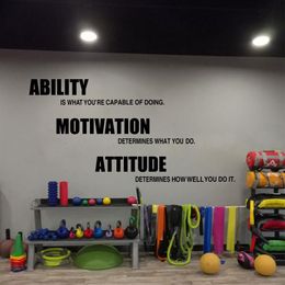 Gym wall decals poster Motivational Fitness Quotes Wall Stickers - Ability Motivation Attitude Gym Decor222M