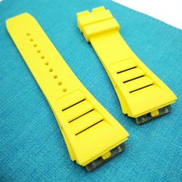 25mm Yellow Watch Band Rubber Strap For RM011 RM 50-03 RM50-01233a