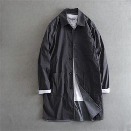 Men's Trench Coats Japanese Retro Double-sided Windbreaker Mid-length Thin Temperament Loose Casual Overcoat Men Tops Male Clothes