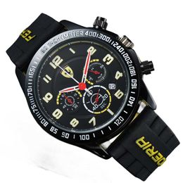 Six needle full function chronograph rubber strap mens Farah brand casual running second watch