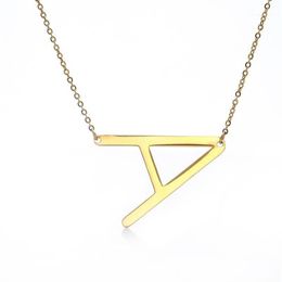 New Minimalist Gold Rose Gold Silver Colour 26 A-Z Letter Name Initial Necklaces For Women Long Big Letter Pendant Necklace1279t