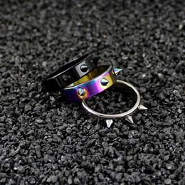 Brand New 50pcs Men Women Stainless Steel Rings Punk Style Fashion Spike Band Jewelry Ring Whole Lot drop 199N
