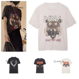 23ss niche anines bing Women's T-shirt Women Designer t Shirt Anines New Printing Washed and Fried Color Dyeing Spray Loose Short Sleeved Summer Cotton Tees Tops