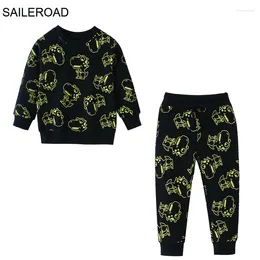 Clothing Sets SAILEROAD 2024 Autumn Children's Clothes Boy Cartoon Dinosaur Sweatershirts Pants Kids Long Sleeves Set Teens Tracksuit