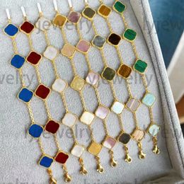 Классический дизайнерский браслет с 4/4-листным клевером, белый, красный, синий, агатовая ракушка, перламутровые браслеты с подвесками, 18-каратное золото, роскошные свадебные женские модные украшения ZB002 E23