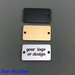 Beads 30pcs 18x32mm 20x60mm Stainless Steel Rectangle Connector Laser Engrave Logo Design Connector Rectangle Bead Metal connector