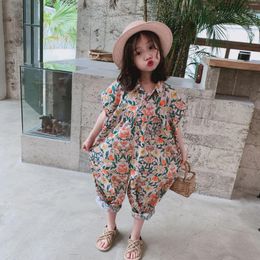 Trousers Girl Jumpsuit Cotton Crushed Flowers Super Loose Lovely Together Clothing All Kids Pants