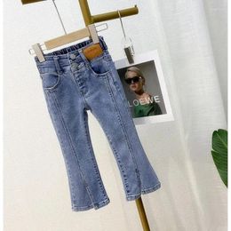 Trousers Girls Spring Boot Cut Pant Jeans 2024 Baby Girl Korean Version Split Flared Pants Children's Fashion All-match Long