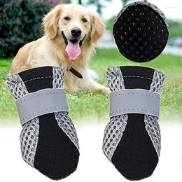 Dog Apparel Puppy Shoes Non-Slip Soft Sole Breathable Mesh Adjustable Straps Boots Reflective Sandals For Small Medium Pets