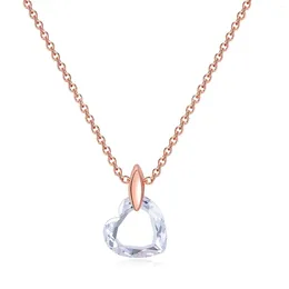 Pendant Necklaces Cute Romantic Heart CZ For Women Crystal Cubic Zirconia Rose Gold Color Valentine's Gift Jewelry N126