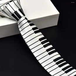 Bow Ties Slim Black & White Piano Men Casual Music Tie Necktie