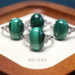 Alloy Meihan Wholesale Natural Malachite Gem Stone Oval Beads Adjustable Ring Women For Jewellery Making Gift
