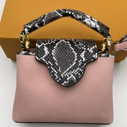 2022 Women Handbag Crossbody Bag Top Handle Tote Taurillon Leather Python Skin Patchwork Classic letter Flap Closure Removable Sho231S