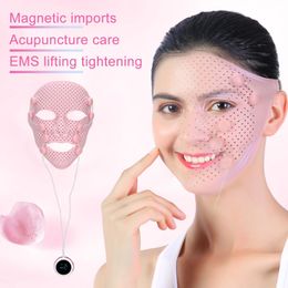 Silicone EMS Mask Electric V-shaped Face Lifting Slimming Face Massager Anti wrinkle EMS Vibration Therapy Device Beauty 240127