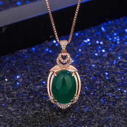 Pendants Real 14K Rose Gold 2 Carats Sapphire Pendant Women Natural Blue Sapphire Gemstone 14K Rose Gold 45cm Necklace Jewellery Pendant