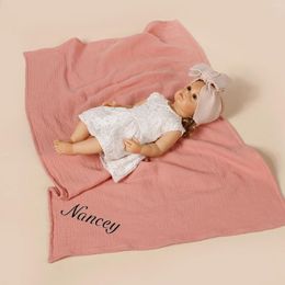 Blankets Custom Name Baby Blanket Muslin Swaddle Cotton Receive For Born Bath Towel 4 Layers Bedding Items Mother Kids