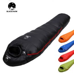 Black Snow Outdoor Camping Sleeping Bag Very Warm Down Filled Adult Mummy Style Sleep Bag 4 Seasons Camping Travel Sleeping Bag 240122