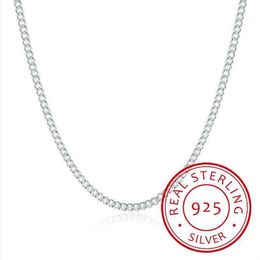 Chains Women's 2mm Side Chain 925 Sterling Silver 16 18 20 22 24 Short Long Fit Charms Necklaces Co3131