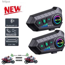 Walkie Talkie 1/2x Music Interphone Bluetooth 5.3 Motorcycle Helmet Intercom Headset Waterproof 300m Intercomunicador Speaker Earphone YQ240130