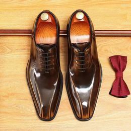 Dress Shoes British Oxford Men's Leather Business Hand-made Bright Face Wedding Cowhide Pointed