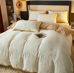 Wholesale Duvet Cover New Milk Fiber Three-Dimensional Carved Heavy Weight Thick Fleece Edging Baby Fleece Flannel Coral Fleece Duvet Covers