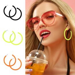 Stud Earrings Neon Women's Large Hoop Acrylic Vintage C Shape Fashion Thick Lightweight Jewellery