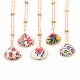 New Painted Shell Necklace Choker For Women Bohemian Shell Cowrie Pendant Necklace Female Fashion Beach Jewellery 20201243e