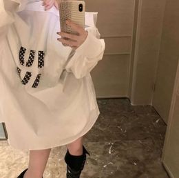 Summer New Shirt Designer Blouse Fashion All-match Ice Silk Cotton Shirts Rhinestone Letters Long Sleeved Womens Casual Coat Leisure trend