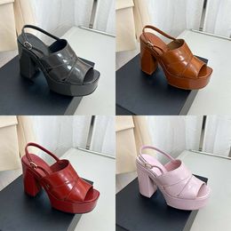 With Box Patent Leather Sandals Platform High Heels Designers Women Sandal Classic Adjustable Ankle Strap Heels Party Dress Shoes 515