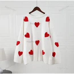 Women's Sweaters Knitted Sweater Love Embroidered Kawaii Long Sleeved O-neck Pullover 2024 Casual Fashion