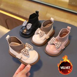 Boots Born Baby Girl Socks Shoes Plush Velvet Winter Knitted-Satin For Toddler Adorable PU Leather Kids G10271