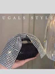 High Quality Fashion Mini Bag Crystal Shiny Rhinestones Diamonds Evening Bag Women Bow Knot Handbag Wedding Party Clutch Purse 240125