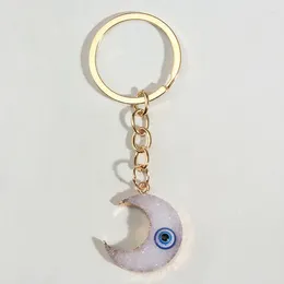 Keychains Moon Keychain Meniscus Eye Key Ring Resin Chains Souvenir Gifts For Women Men Cay Keys DIY Handmade Simple Punk Jewelry