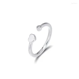 Cluster Rings Genuine 925 Sterling Silver Ring Polished Heart Open For Women Men DIY Making Wedding Trinket Jewellery Anillos Mejur