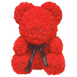 Artificial Rose Flower Bear Toy Women Girl Christmas Valentine Day Gifts Home Decor 20 40CM E2S228u