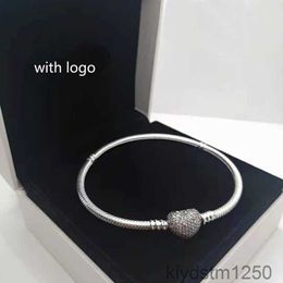 100% S925 Sterling Silver Snake Chain Charms Bracelets for Women Diy Fit Beads with Design Lady Gift Du5e