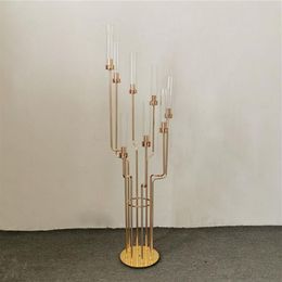 Metal Candelabra Candle Holders Acrylic Wedding Table Centerpieces Flower Stand Candle Holder Candelabrum For Home Decor2396
