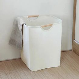 Dirty Clothes Storage Basket with Wood Handle Organizer Laundry Basket Collapsible Large Laundry Hamper 240118