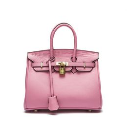 2018 new black pink fashion top full leather shoulder bag handbag tote girl woman279s