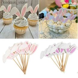 Other Event Party Supplies 12/24pcs Bunny Ears Cupcake Topper Easter Rabbit Cake Decoration Kids Birthday Party Cake Dessert Decor Happy Easter Decorations 240130