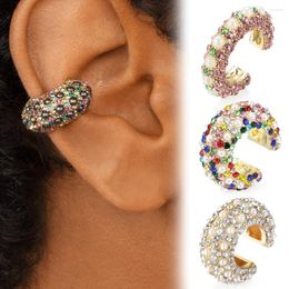 Brincos traseiros 1 peça CZ Cuff feminino colorido strass em forma de C clipe de orelha zircônia cúbica sem joias piercing